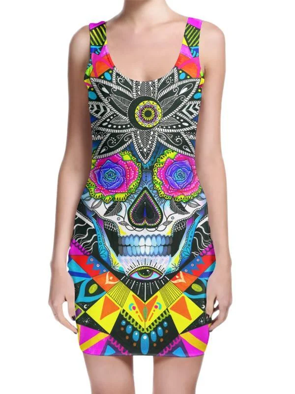 Chic Styles Sugar Skull Mini Dress