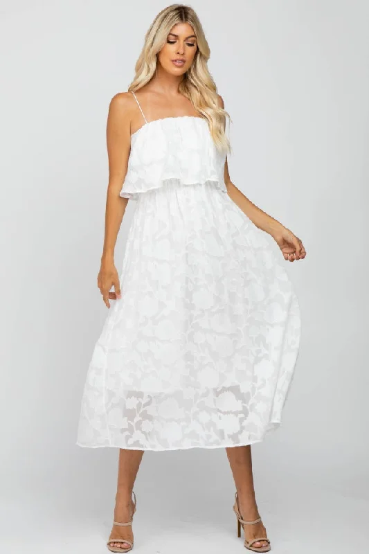 Quality Wear White Floral Midi Dress