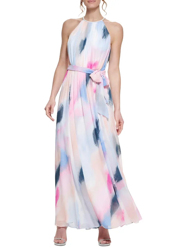 Pastel Styles Womens Chiffon Printed Evening Dress