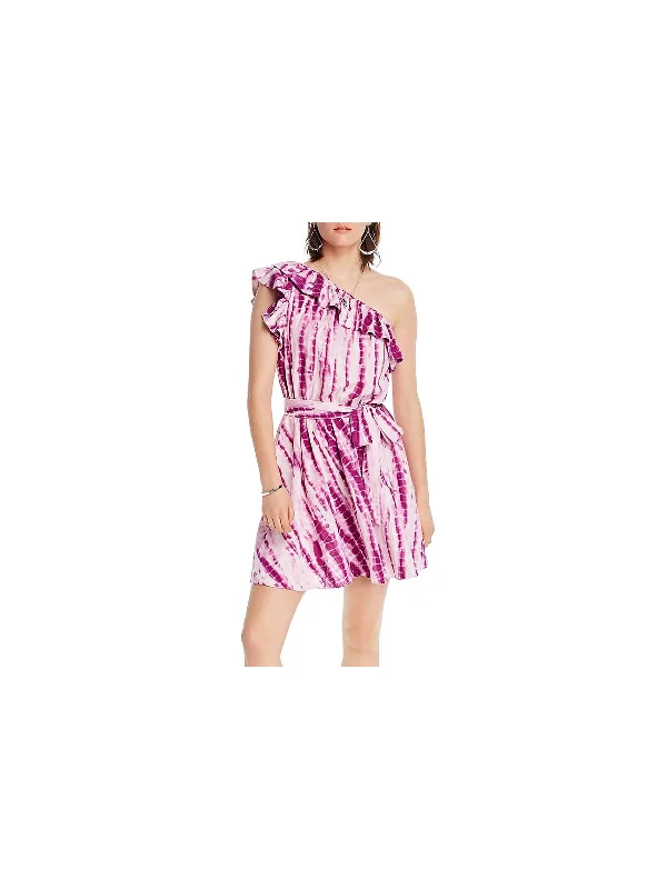 Trendy Women's Collection Womens Ruffled Tie-Dye Mini Dress