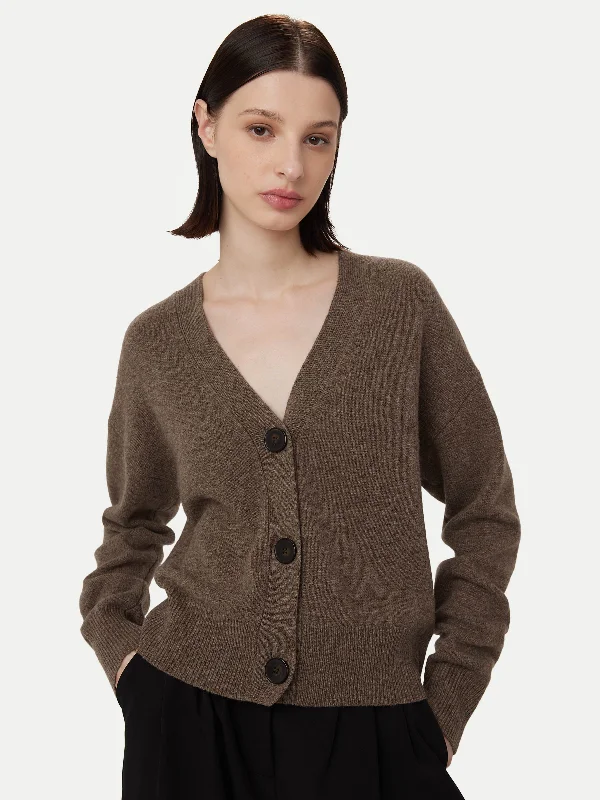 Discover Promotions The Yak Wool Cardigan in Dark Taupe