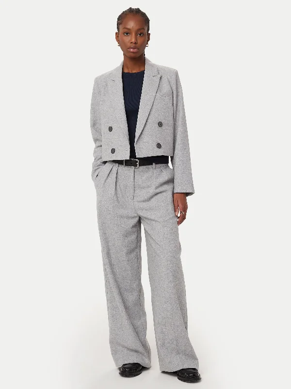 Hot Picks The Emma Recycled Wool Wide Leg Pant in Light Grey