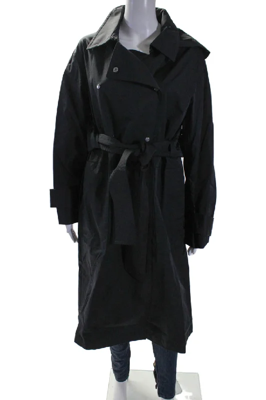 Chic Outfits Aday Womens Long Sleeve Button Up Longline Legacy Trench Coat Black