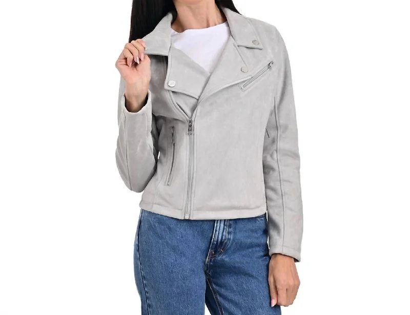 Refined Look Biker Jacket In Gray