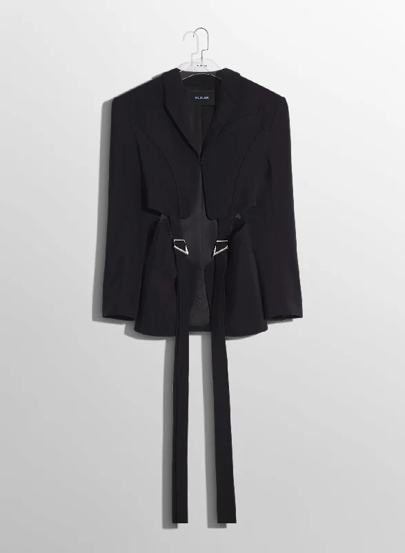 Trendy Clothing Sale black buckled tailored wool jacket