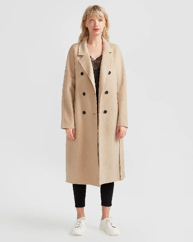 Effortless Everyday Wear Boss Girl Double-Breasted Lined Wool Coat