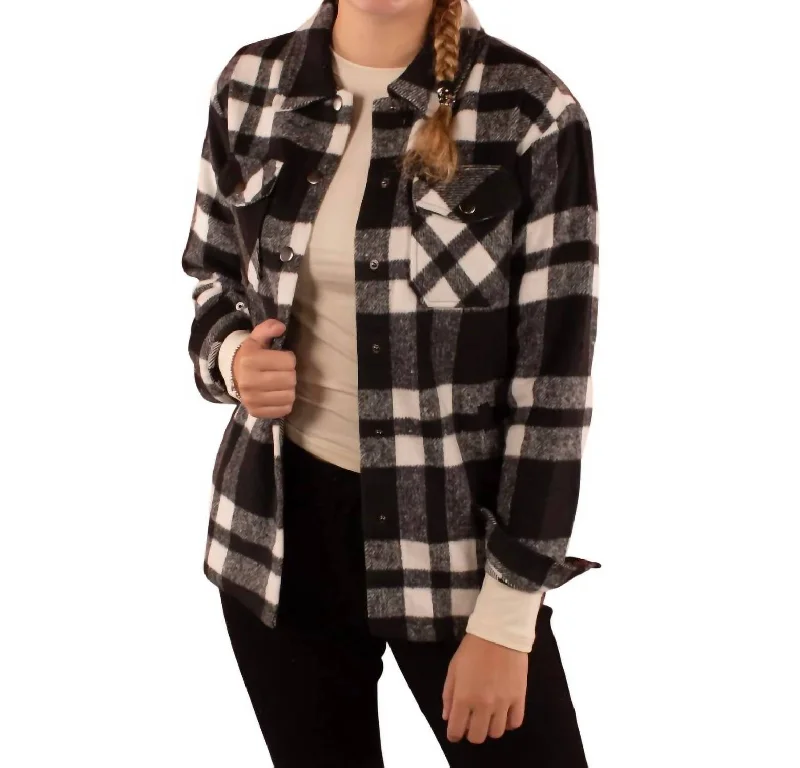 Minimalist Chic Cassidy Classic Plaid Shacket In Black/white