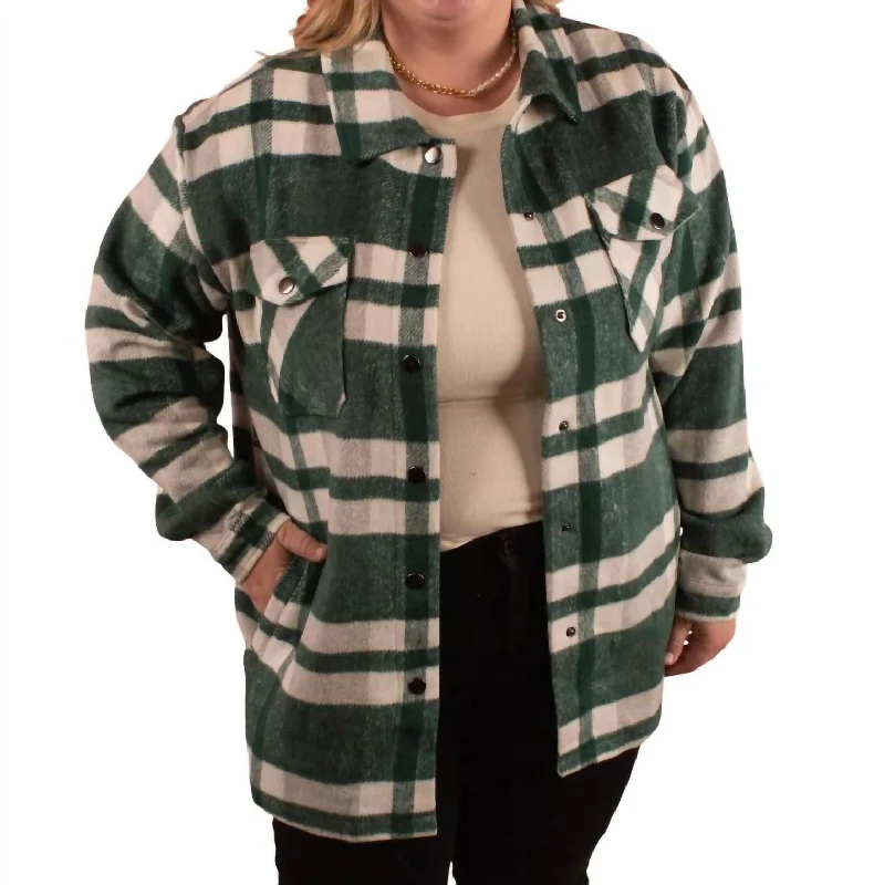 Dreamy Aesthetic Cassidy Classic Plaid Shacket In Green/grey