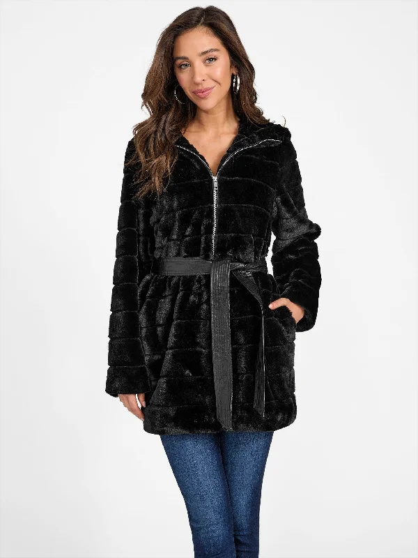 Trendy And Individual Women's Fashion Connie Hooded Faux-Fur Parka