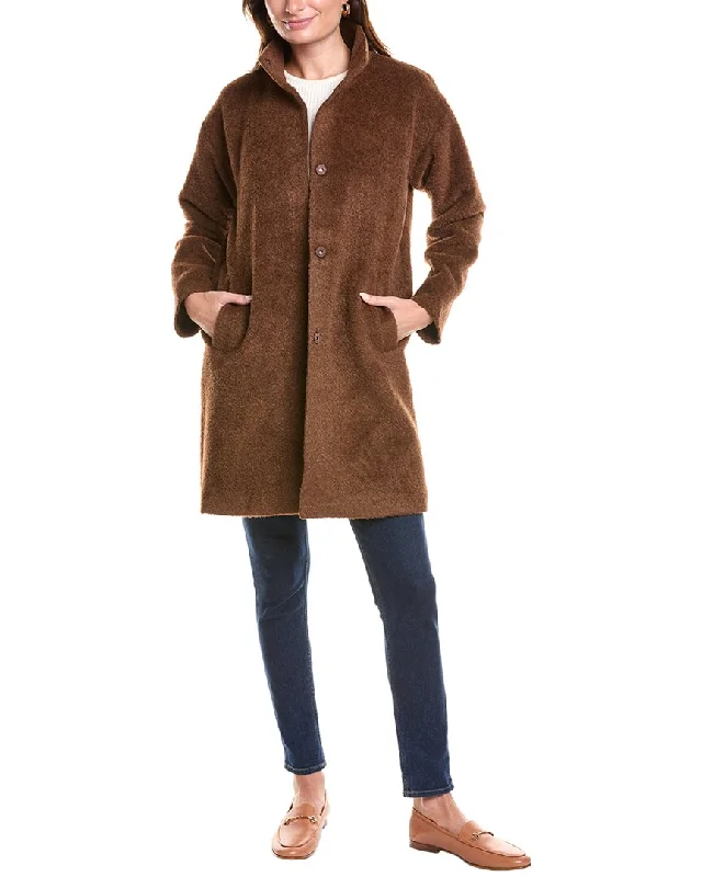 Early Access To Art Deco Styles Sale EILEEN FISHER Stand Collar Wool & Alpaca-Blend Coat