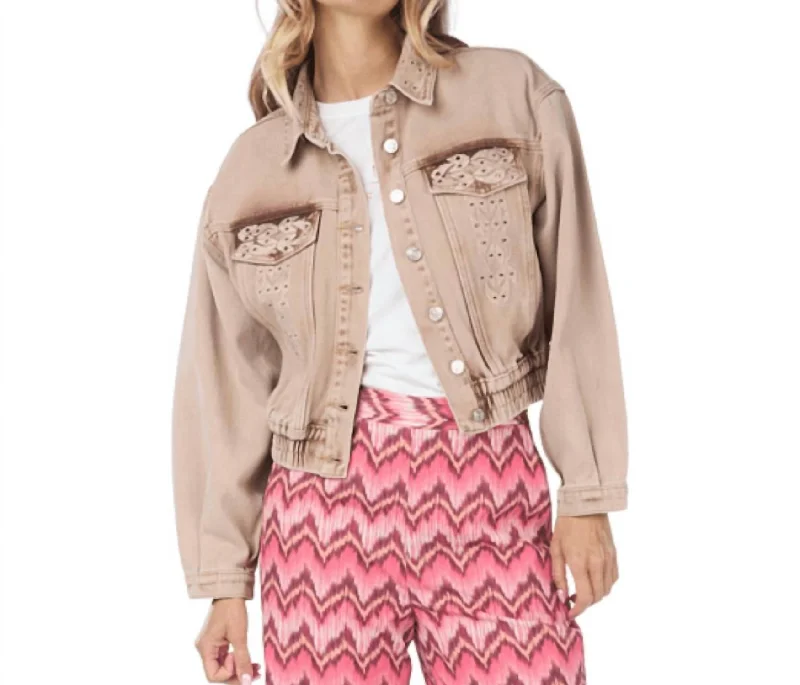 Today Only Embellished Jean Jacket In Dark Sand