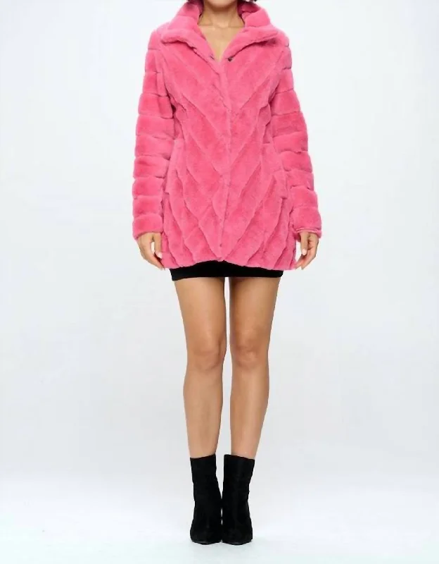 Clearance Event Faux Fur Coat In Pink