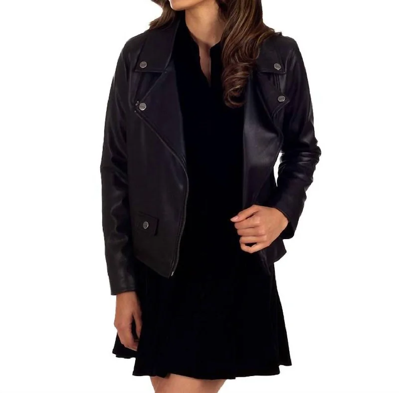 Bold Silhouette Faux-Leather Biker Jacket In Black