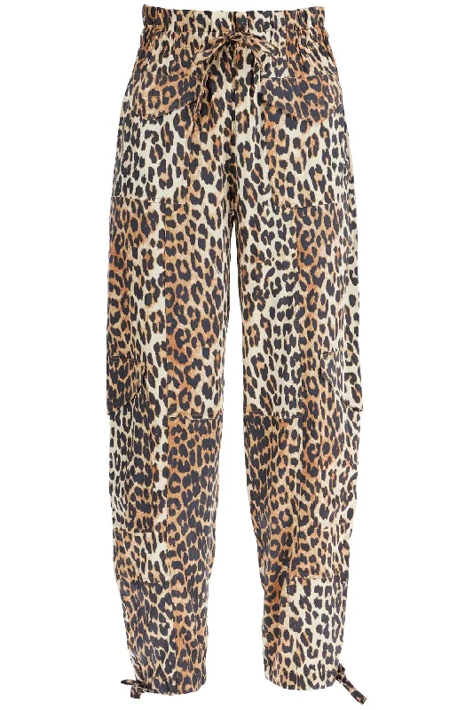 Special Offer Ganni Women's Leopard Print Satin Cargo Pants