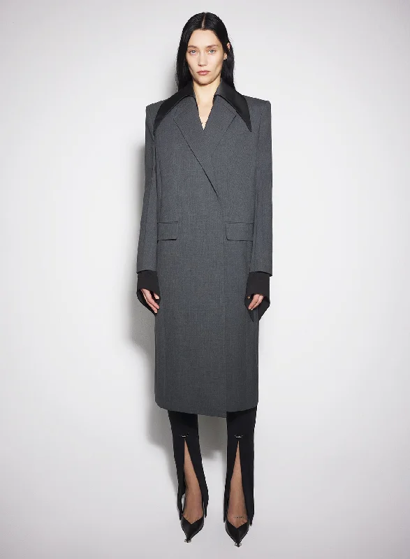 Essentials On Sale grey single-breasted wool coat