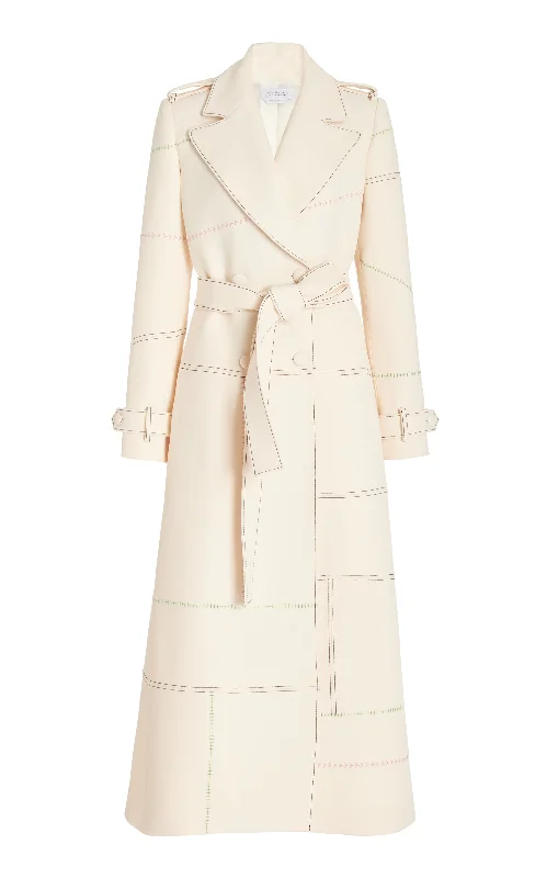 Flash Sale Fever Hamilton Trench Coat in Ivory Wool Silk Cady