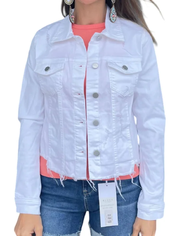 Hot Styles Irregular Fray Hemed Jacket In White