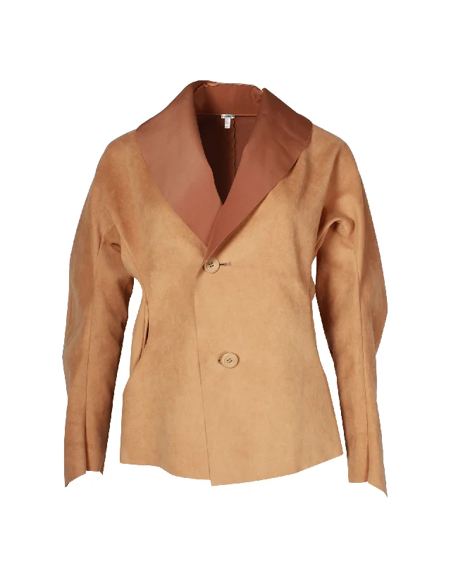 Mega Sales Issey Miyake Single-Breasted Jacket in Beige Polyester