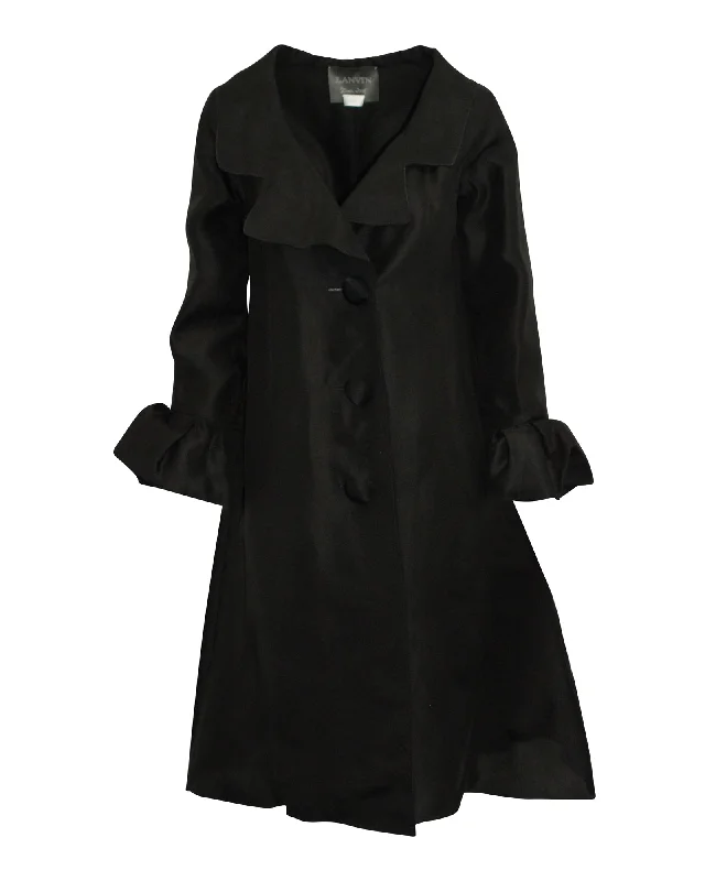 Chic Styles Lanvin Flared Long Jacket in Black Silk