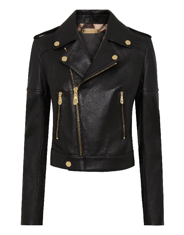 High End Designer Brands Discount Leather Biker Jacket