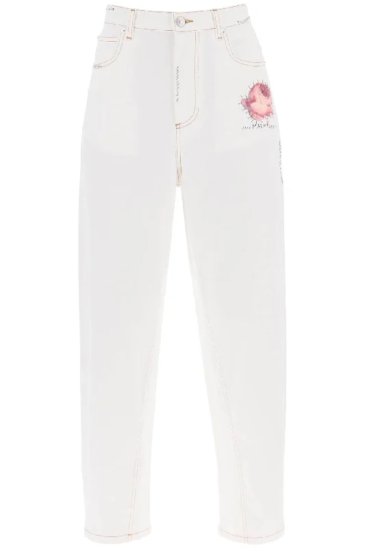 Casual Chic Marni Women's "Jeans With Embroide Logo And Flower Patch