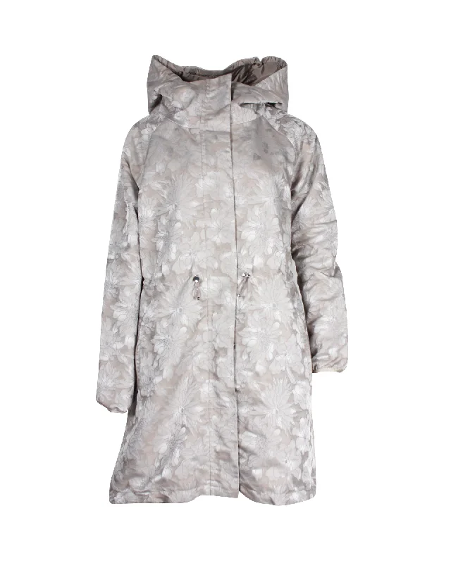 Eco Friendly Fashion Sale Max Mara Weekend Reversible Floral Parka in Silver Nylon