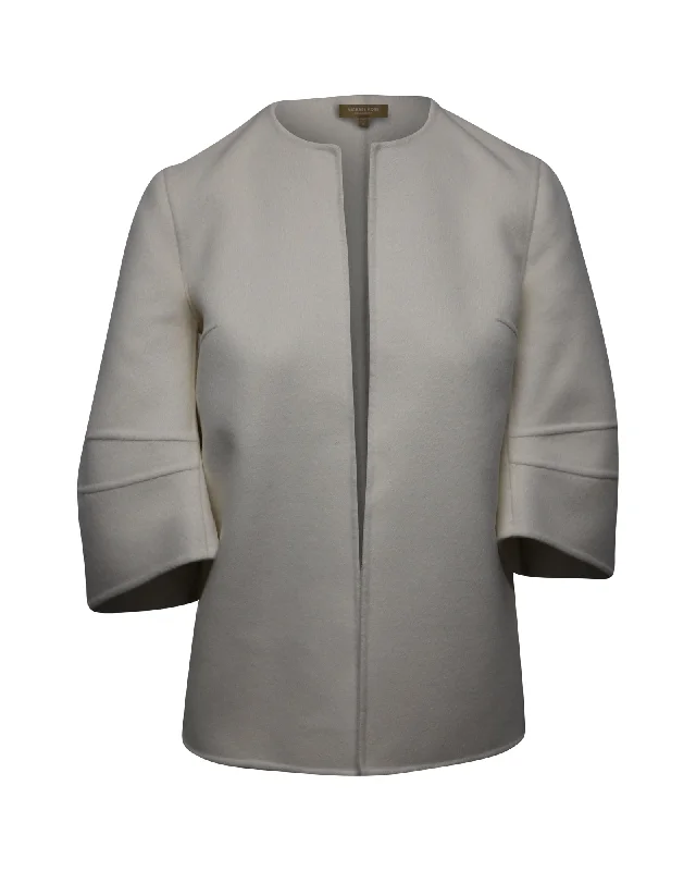 Latest Fashion Michael Kors Collection Asymmetrical Angel Sleeves Jacket in White Wool