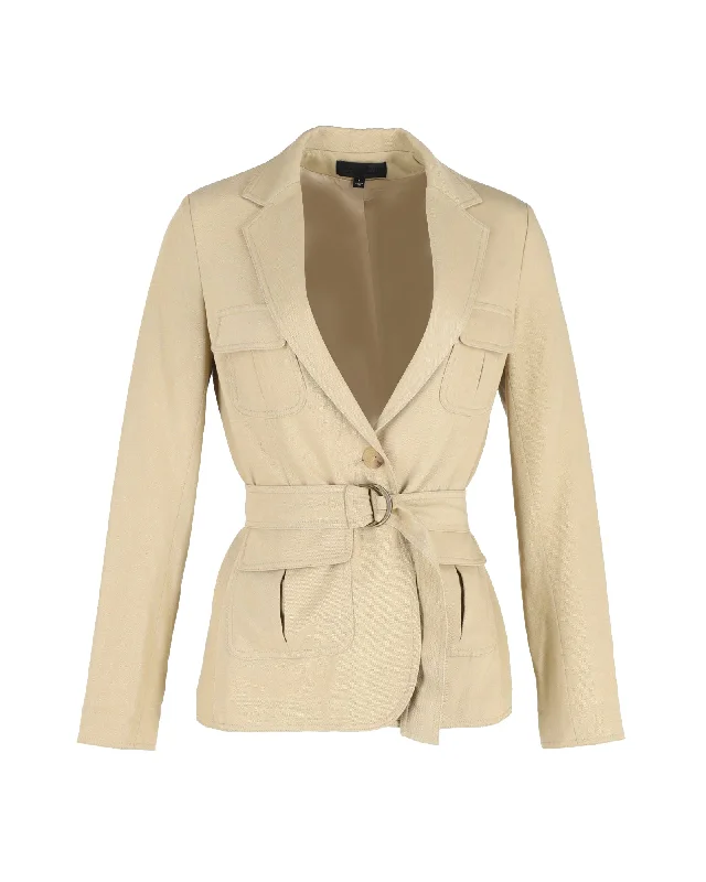 Limited Time Offer Nili Lotan Belted Utility Jacket in Beige Cotton