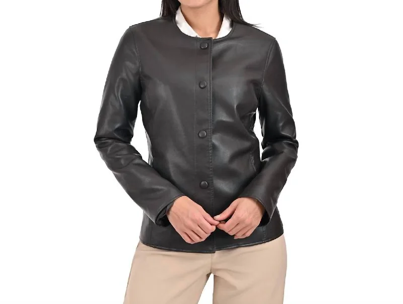 Imeless Style No Collar Jacket In Brown