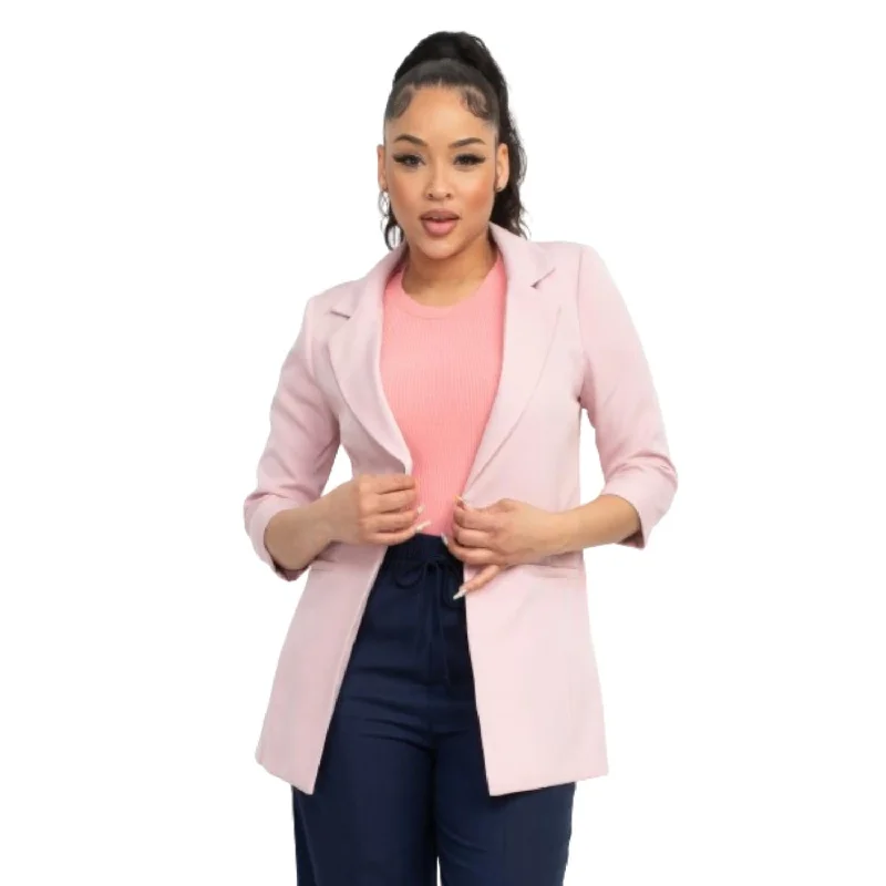 Urban Femme Streetwear Open Front Notch Solid Jacket