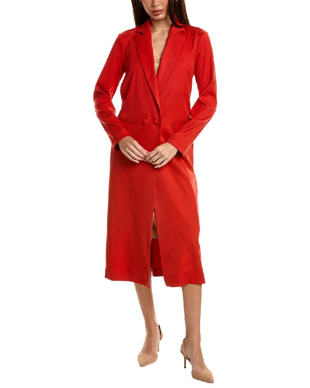 Fashion Forward Femme Oscar de la Renta Gabardine Wool-Blend Coat