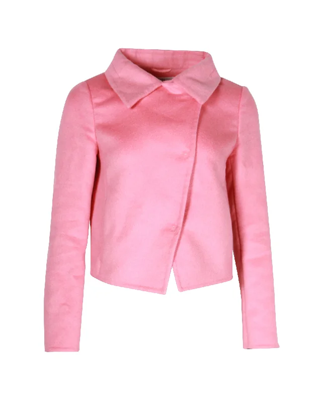 Trend Alert Prada Asymmetrical Front Jacket in Pink Wool