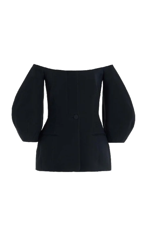 Style Without Limits Sawyer Jacket in Black Wool Silk Cady