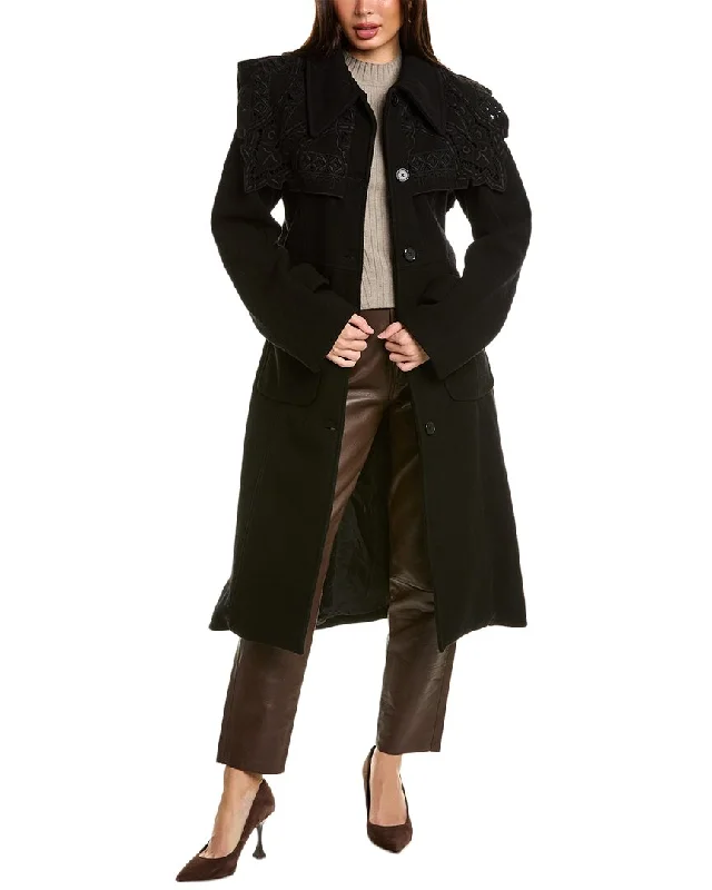 Casual Fashion SEA NY Anita Eyelet Wool-Blend Coat