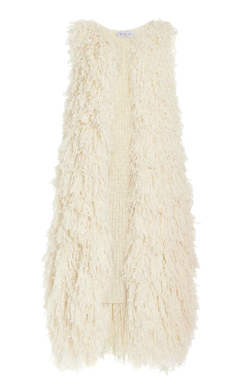 Casual Chic Sigmud Knit Gilet in Ivory Virgin Wool Cashmere Silk