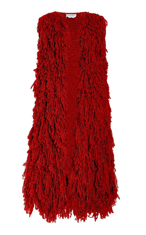 Fashion Essentials Sigmud Knit Gilet in Scarlet Red Virgin Wool Cashmere Silk