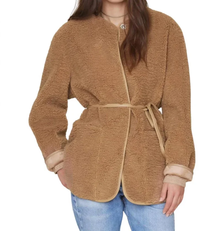 Graceful Movement Sinclair Suede Coat In Driftwood