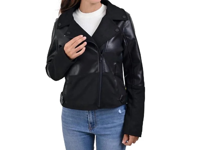 Urban Sophistication Synthetic Leather Biker Jacket In Black