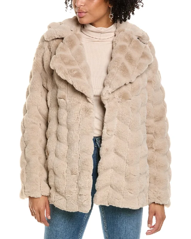 Huge Savings On Parisian Styles Via Spiga Grooved Faux Fur Down Coat