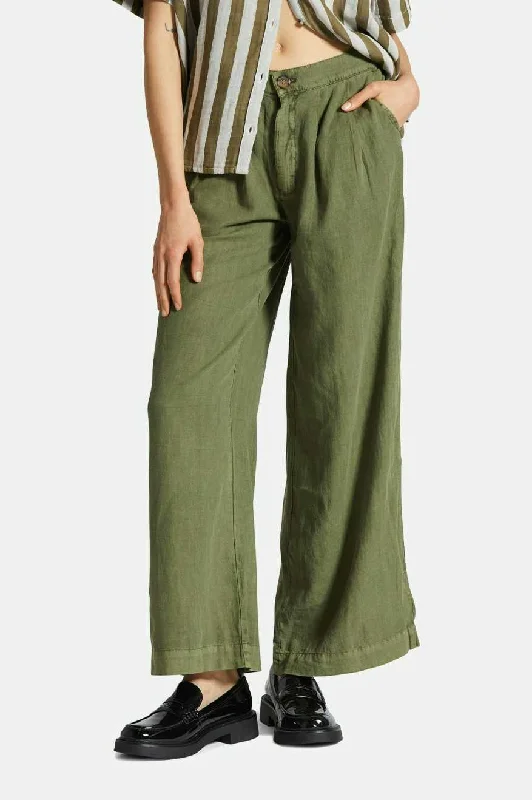 Special Offers, Don't Miss Vintage Linen Blend Wide Leg Pant - Sea Kelp