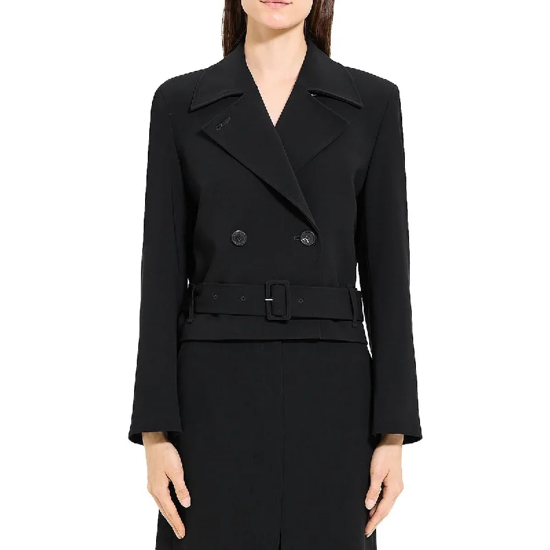 Classic Appeal Womens Cropped Double Button Trench Coat