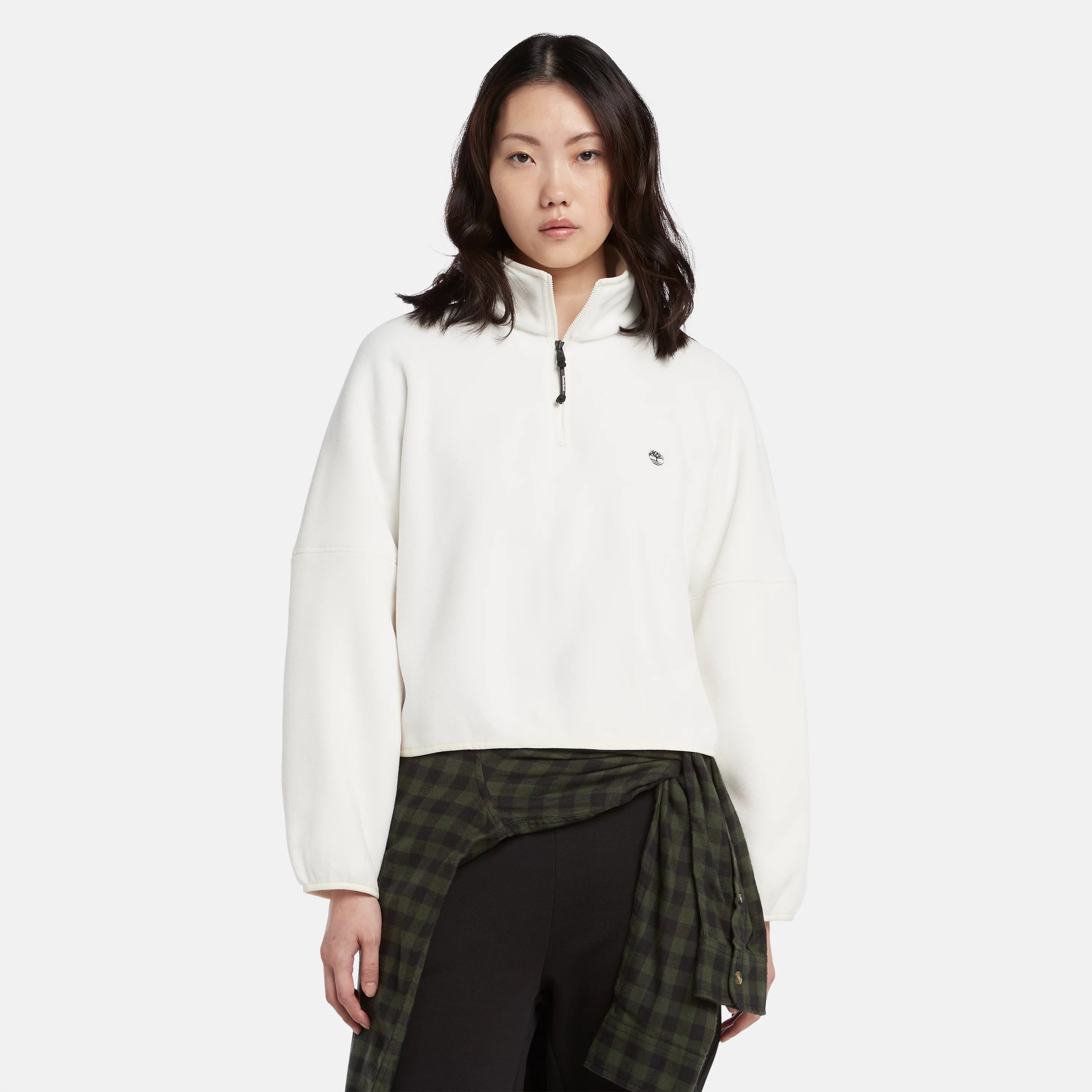 Seasonal Clearance Women's Cropped Funnel-Neck Fleece Jacket