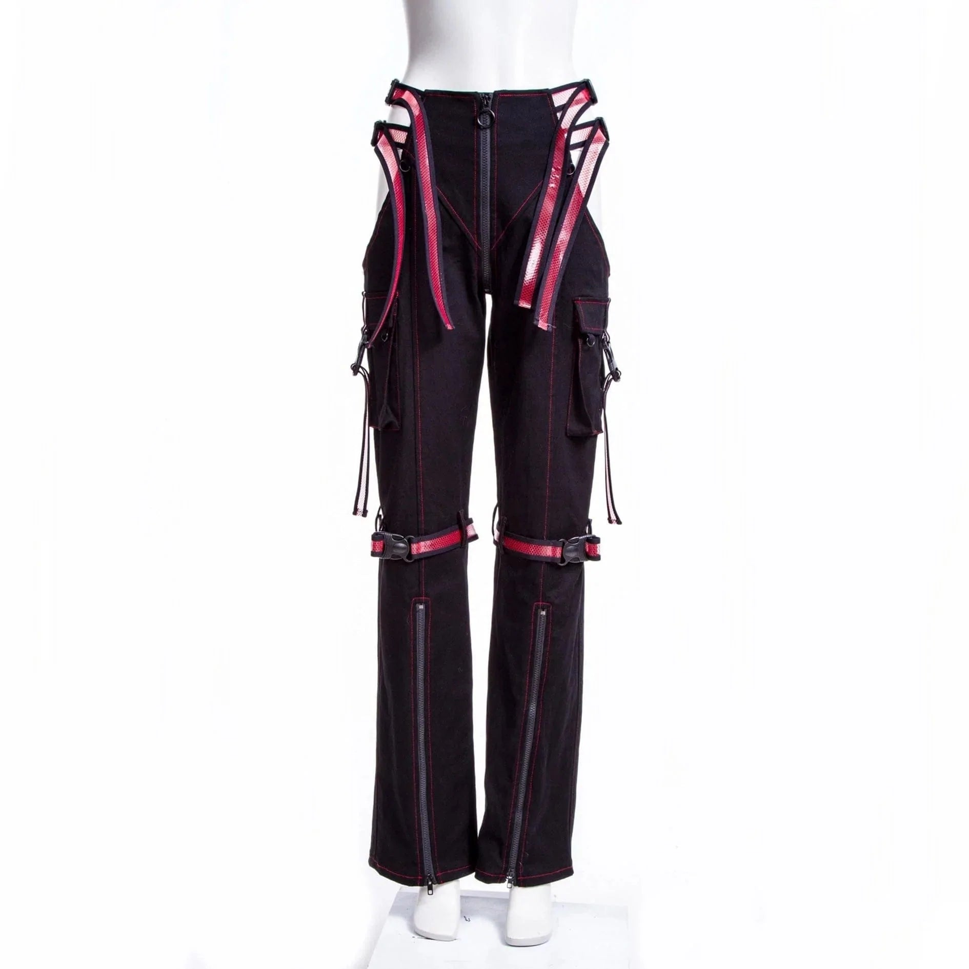 Winter Warm - Up Sale Women's Grunge Cutout Straps Pants Red