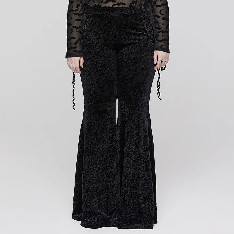 Chic Urban Fashion Look Women's Plus Size Gothic Strappy Jacquard Flared Pants