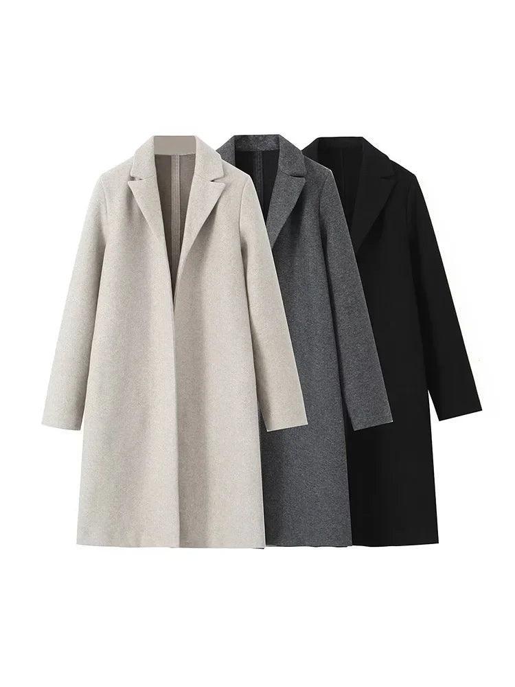 Trend Alert Womens Cozy Wool Blend Long Coat for Autumn and Winter