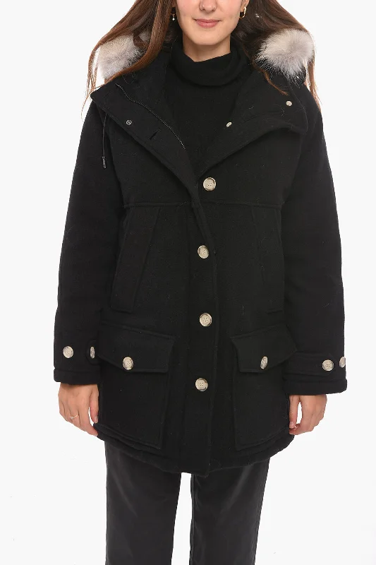 Runway Inspired Wear Woolrich real fur trimming TUNDRA padded parka