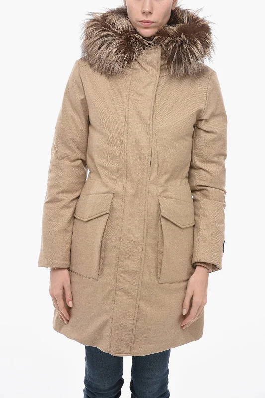 Chic & Cozy Collection Woolrich Wool Blend MILITARY Padded Parka with Fox Fur Detail