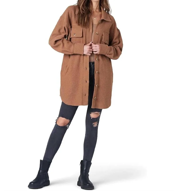 Flash Sale Button Up Oversized Shacket In Sienna