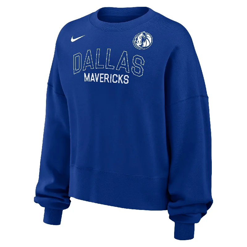 Hot Styles DALLAS MAVERICKS NIKE WOMENS ROYAL FLEECE LONG SLEEVE CREW